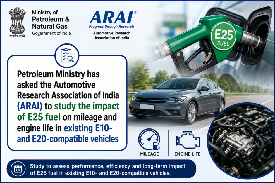 ARAI studying effects of E25 on E20 and E10 compatible vehicles 